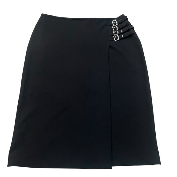 Chico's Dresses & Skirts - Black Label By Chicos Buckle Detail Midi Skirt 2.5/large/14 Pencil Faux Wrap